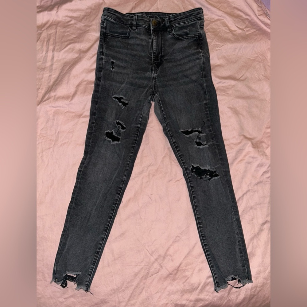 American Eagle Outfitters Black Distressed Skinny Jeans
